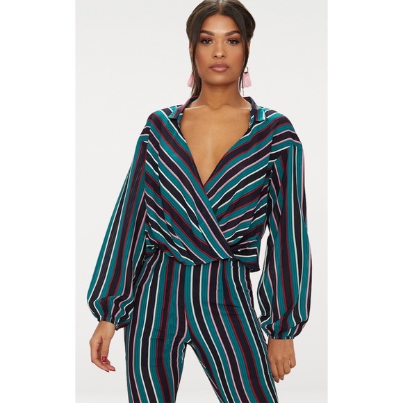 PrettyLittleThing Tops - PrettyLittleThing Chiffon Striped Top